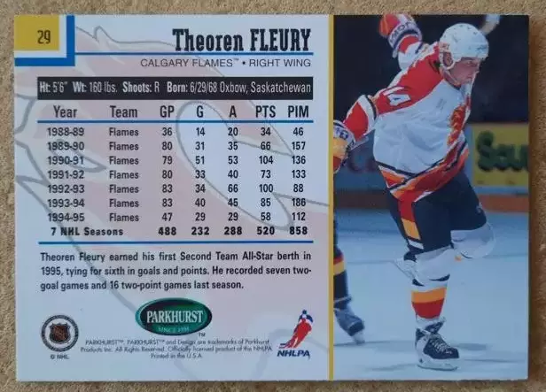 НХЛ Теорен Флери Калгари Флэймз № 29 1