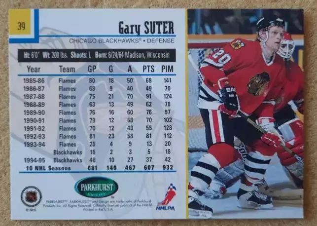НХЛ Гэри Сутер Чикаго Блэкхокс № 39 1