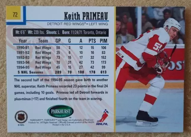 НХЛ Кит Примо Детройт Ред Уингз № 72 1