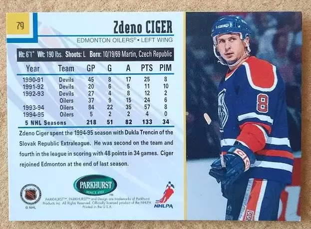 НХЛ Здено Цигер Эдмонтон Ойлерз № 79 1