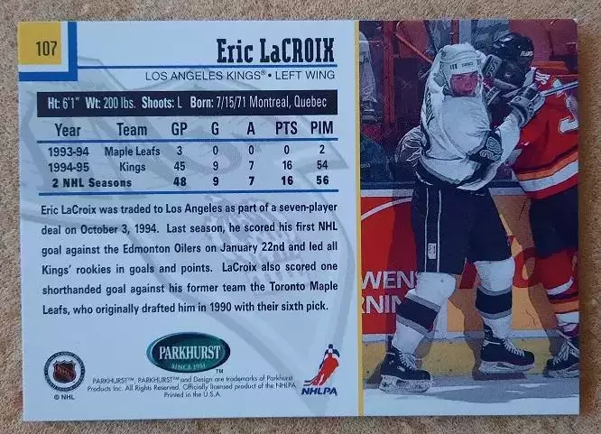 НХЛ Эрик Лякруа Лос-Анжелес Кингз № 107 1