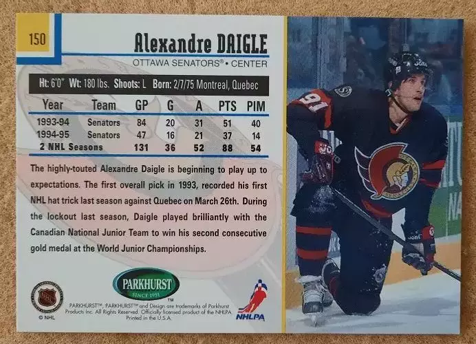 НХЛ Александр Дэйгл Оттава Сенаторз № 150 1