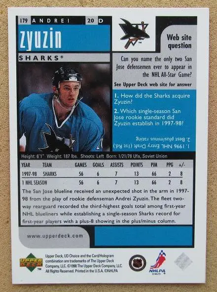 НХЛ Андрей Зюзин Сан-Хосе Шаркс Уфа Череповец Санкт-Петербург Мытищи Казан № 179 1