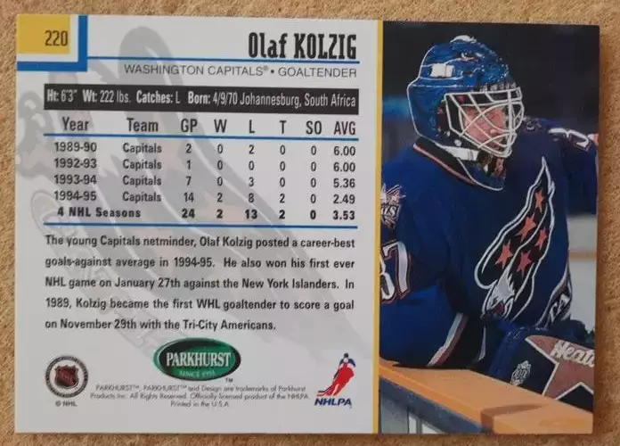 НХЛ Олаф Кольциг Вашингтон Кэпиталз № 220 1