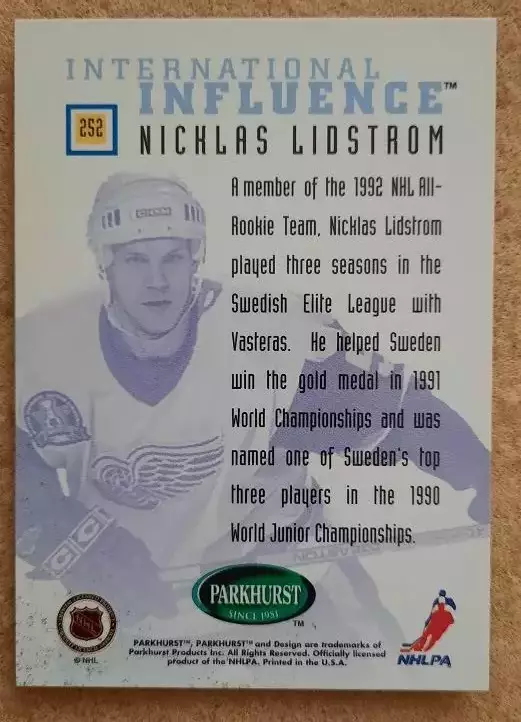 НХЛ Никлас Лидстрем Детройт Ред Уингз № 252 1