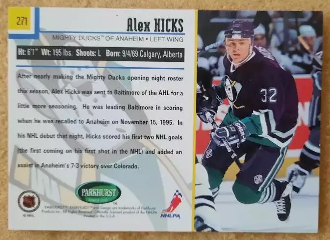 НХЛ Алекс Хикс Анахайм Майти Дакс № 271 1