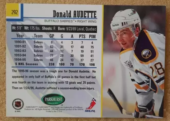 НХЛ Дональд Одетт Баффало Сейбрз № 292 1