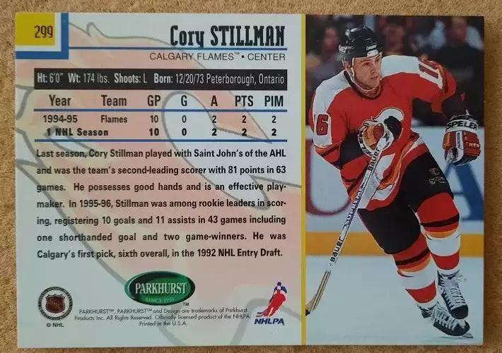 НХЛ Кори Стиллман Калгари Флэймз № 299 1