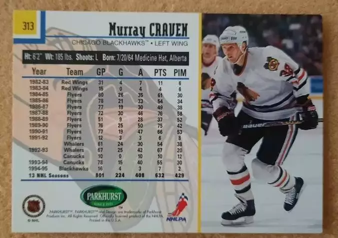НХЛ Мюррей Кравен Чикаго Блэкхокс № 313 1