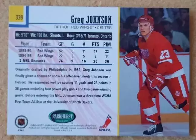 НХЛ Грег Джонсон Детройт Ред Уингз № 338 1