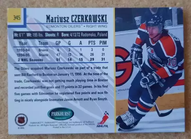 НХЛ Мариуш Черкавски Эдмонтон Ойлерз № 345 1