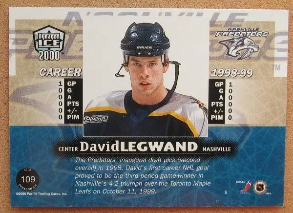НХЛ Дэвид Легуанд Нэшвилл Предаторз № 109 1