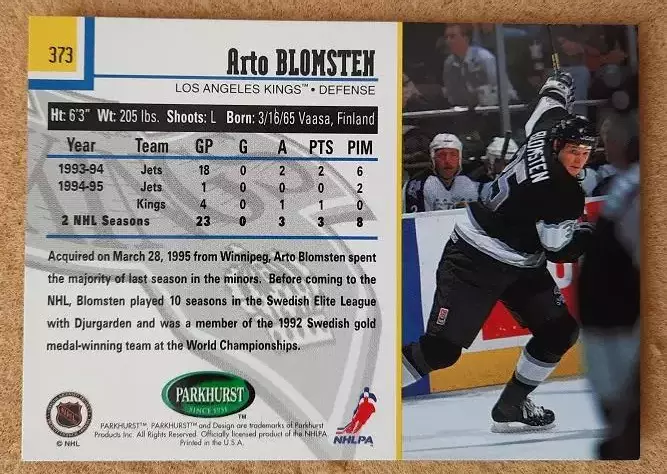 НХЛ Арто Бломстен Лос-Анжелес Кингз № 373 1