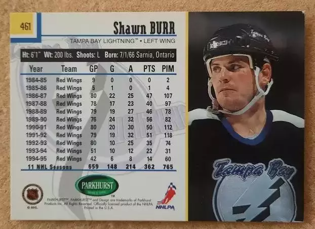 НХЛ Шон Бурр Тампа Бэй Лайтнинг № 461 1