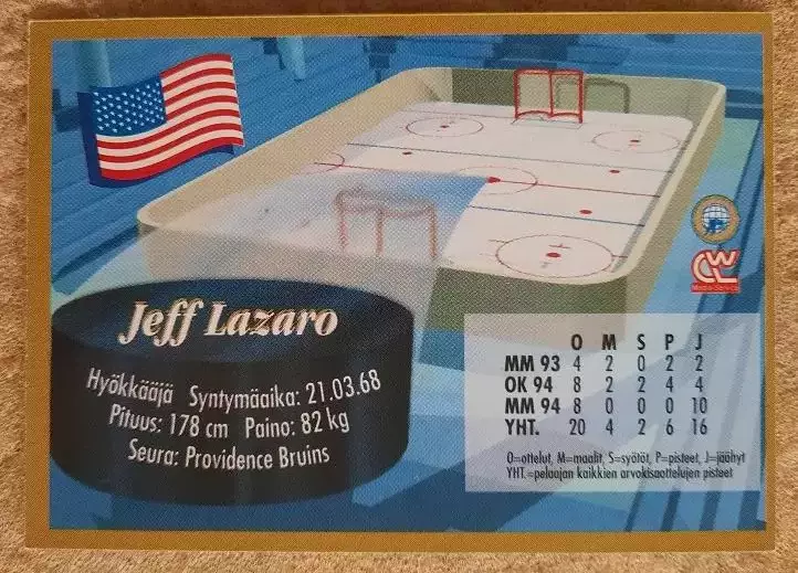 НХЛ Джефф Лазаро США № 119 1