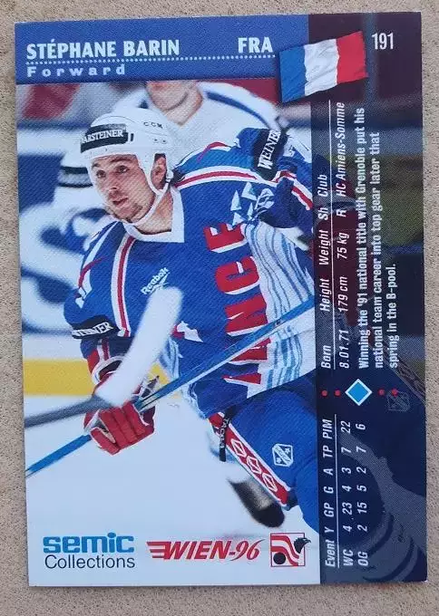 НХЛ Стефан Барин Франция Вена 1996 № 191 1