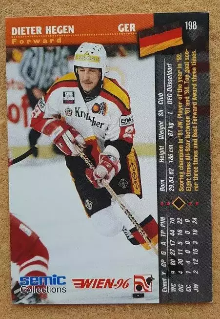 НХЛ Дитер Хеген Германия Вена 1996 № 198 1