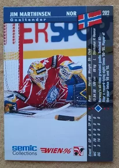 НХЛ Джим Мартинсен Норвегия Вена 1996 № 202 1
