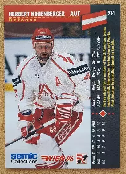 НХЛ Герберт Хоэнбергер Австрия Вена 1996 № 214 1