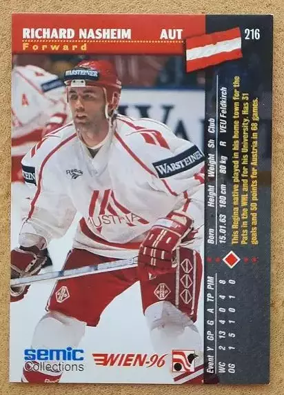 НХЛ Рик Насхайм Австрия Вена 1996 № 216 1
