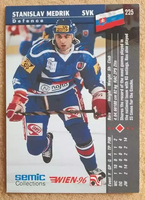 НХЛ Станислав Медрик Словакия Вена 1996 № 225 1