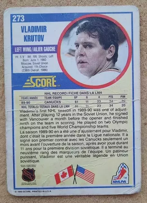 НХЛ Владимир Крутов Ванкувер Кэнакс № 273 кан 1