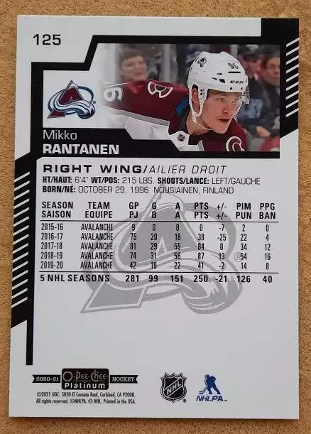 НХЛ Микко Рантанен Колорадо Эвеланш № 125 1