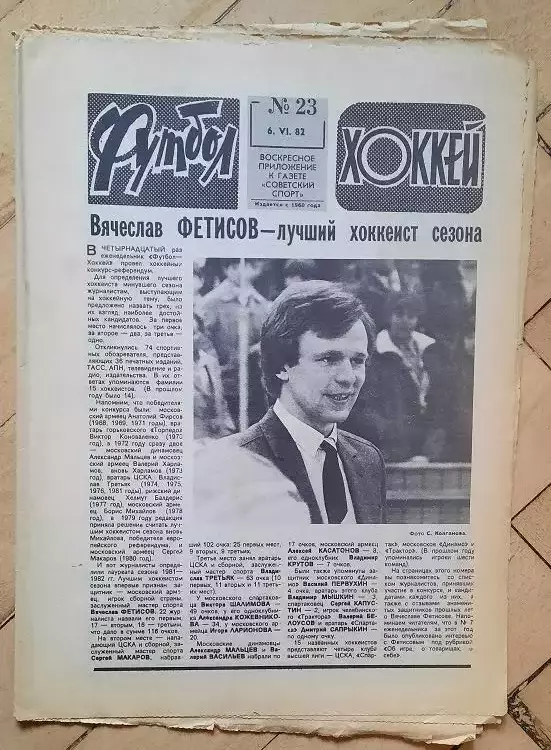 еженедельник Футбол № 23 за 1982 год