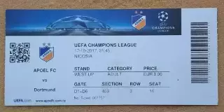 Апоэль Никосия Кипр - Боруссия Дортмунд Германия 17.10.2017