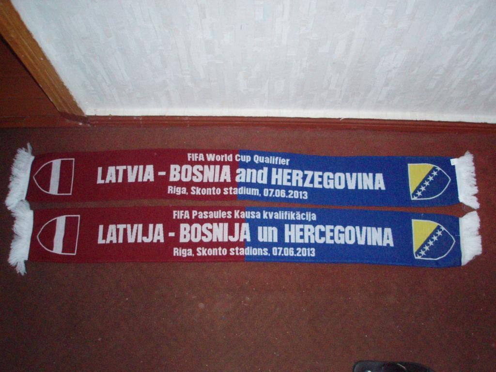 шарф матчевый Латвия - Босния и Герцоговина 07.06.2013 новый