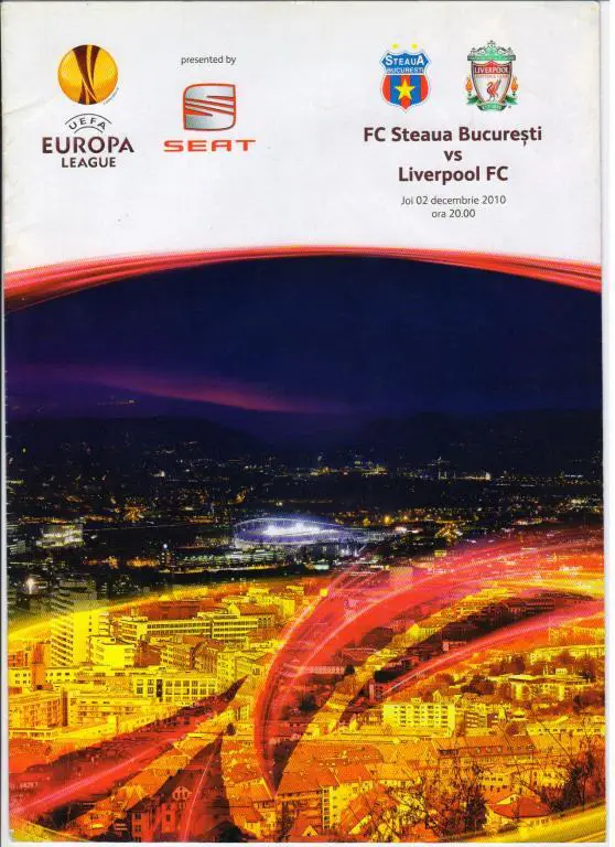 Стяуа Бухарест Румыния - Ливерпуль Англия 02.12.2010 Лига Европы