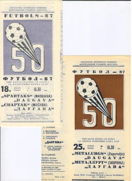 Даугава Рига - Спартак Москва 18.07.1987 1/16 Кубка СССР