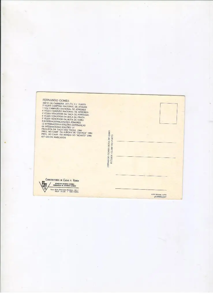 открытка Гомеш Фернандо Португалия Порто обладатель двух золотых бутс 1