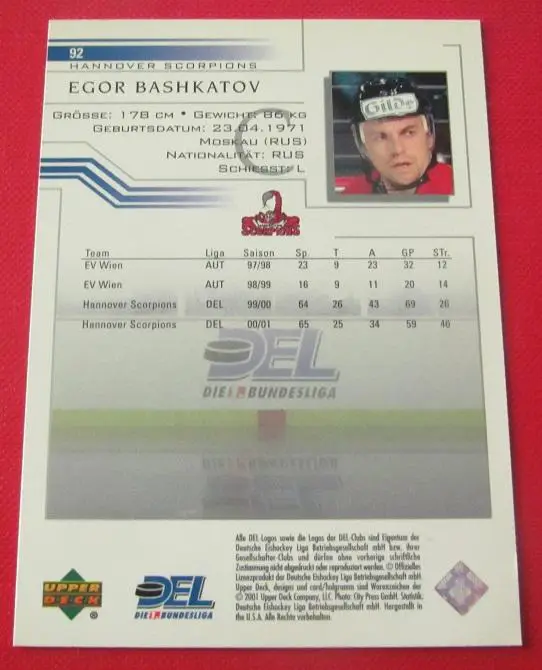 Наши в Германии автограф Егор Башкатов Ярославль 2001 1