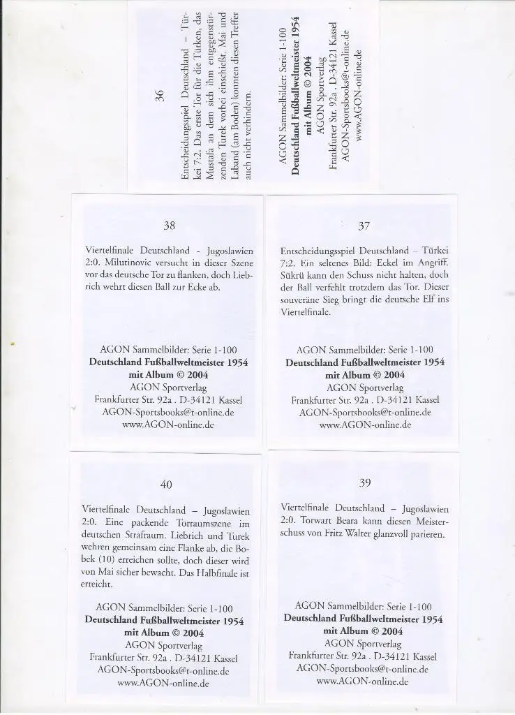 карточки Германия - Турция, Югославия Чемпионат мира 1954 год 1