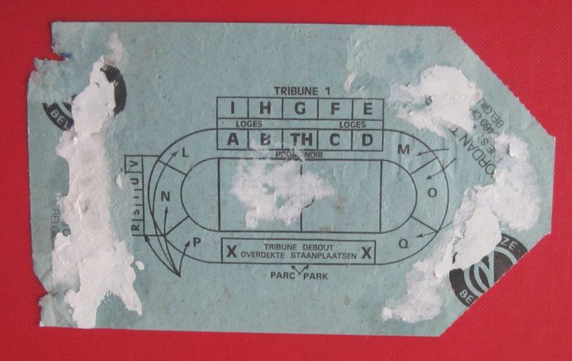 билет Андерлехт Брюссель Бельгия - Спартак Москва 07.03.1984 1/4 Кубка УЕФА 1