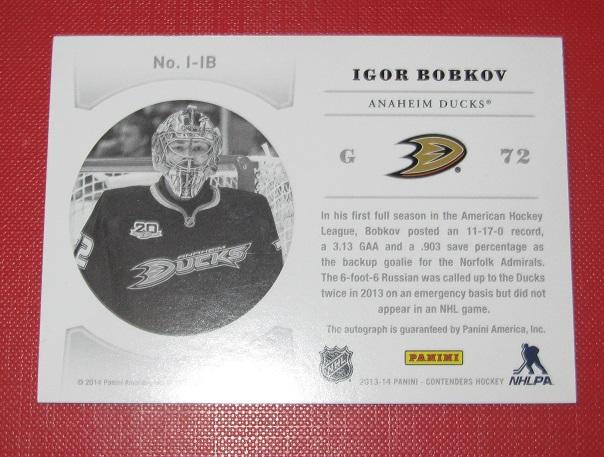 2013-14 НХЛ Игорь Бобков Магнитогорск Анахайм Дакс Адмирал автограф 1