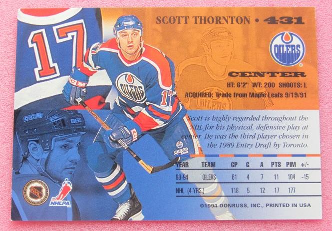 НХЛ Скотт Торнтон Эдмонтон Ойлерз № 431 1