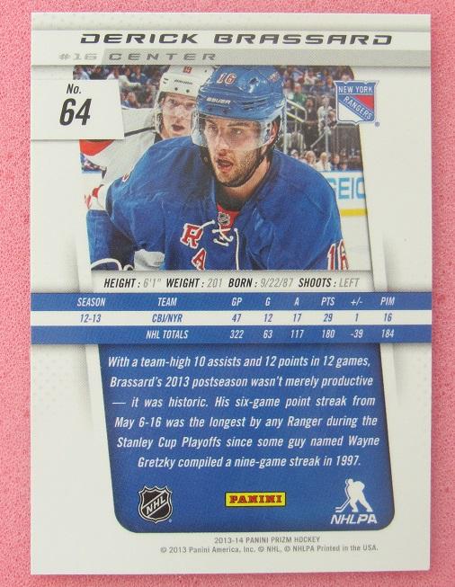 НХЛ Дерик Брассар Нью-Йорк Рейнджерс № 64 1