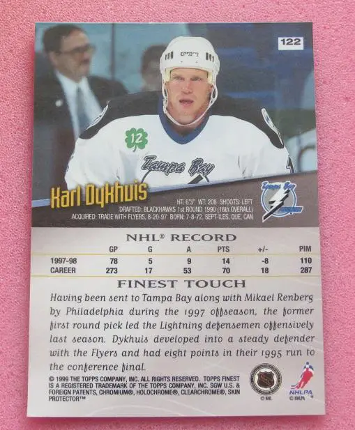 НХЛ Карл Дайкхаус Тампа Бэй Лайтнинг №122 1