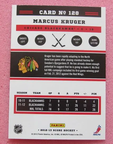 НХЛ Маркус Крюгер Чикаго Блэкхокс № 128 1