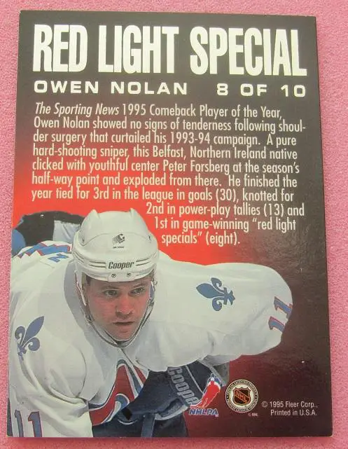 НХЛ Оуэн Нолан Квебек Нордикс № 8 1