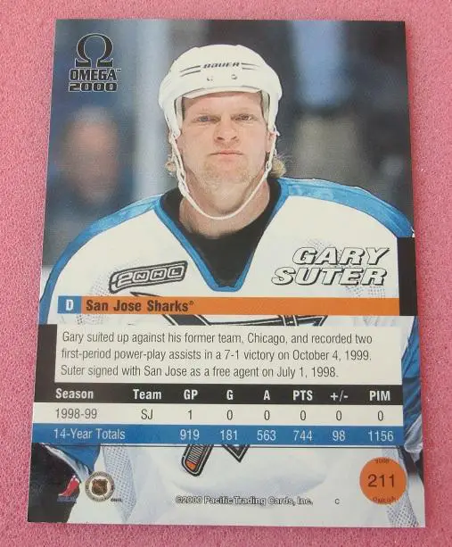 НХЛ Гэри Сутер Сан-Хосе Шаркс № 211 1