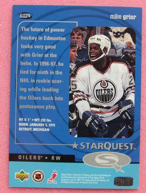НХЛ Майк Грир Эдмонтон Ойлерз №SQ24 1