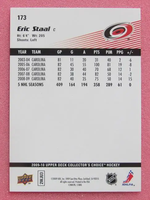 НХЛ Эрик Стаал Каролина Харрикейнз №173 1