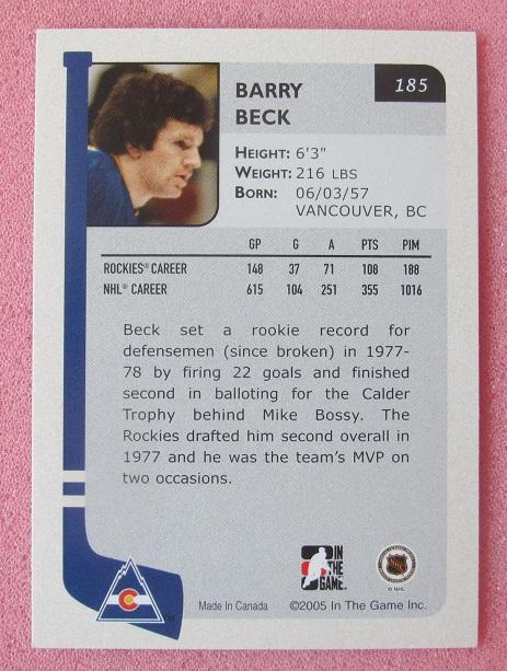НХЛ Барри Бек Колорадо Рокиз № 185 1
