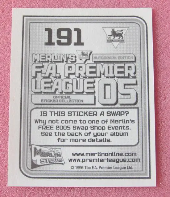 стикер автограф Алексей Смертин Челси Чемпионат Англии 2004 1