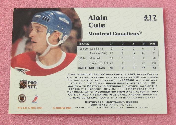 карточка автограф Алан Котэ Канада Монреаль Канадиенс НХЛ 417 1
