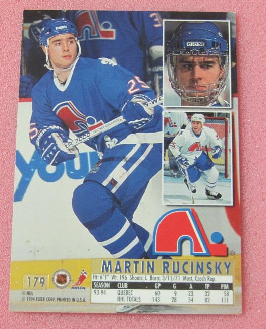 карточка автограф Мартин Ручинский Чехия Квебек Нордикс НХЛ 179 1