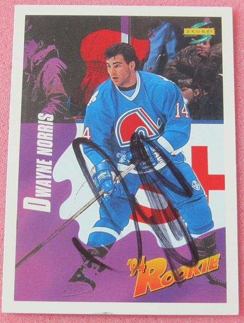 карточка автограф Дуэйн Норрис Канада Квебек Нордикс НХЛ 238